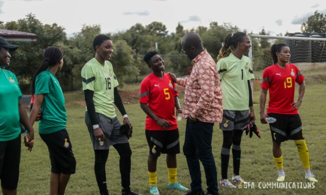 President Simeon-Okraku visits Black Queens ahead of Namibia clash