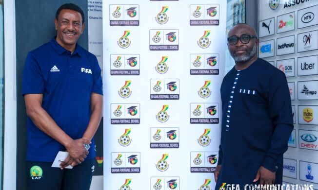 CAF Coach Assessor Abraham Mbratu meets General Secretary Prosper Harrison Addo